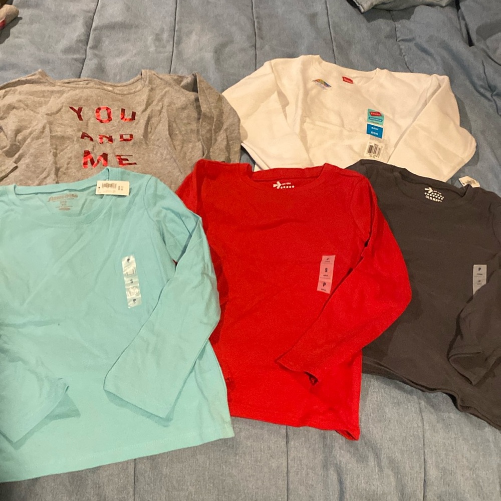 5 Girls Old navy sm shirts red gray  blue long sleeve you & me & sweatshirt